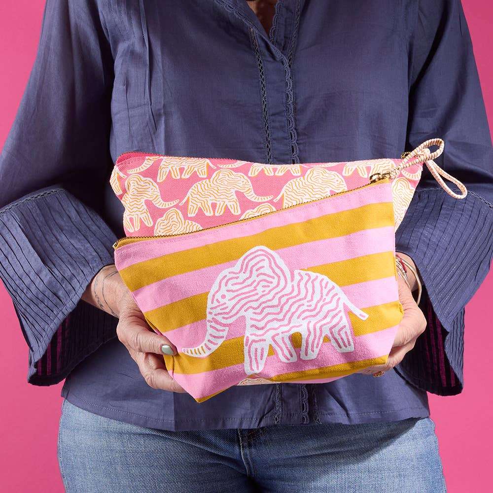 Elephant Essential Canvas Pouch Set of 2