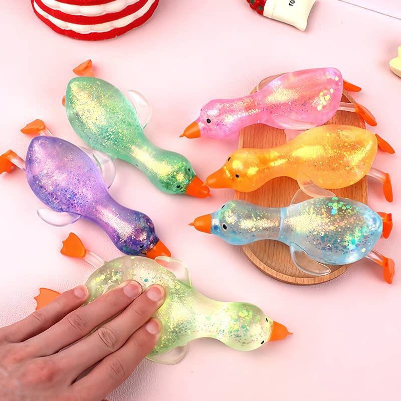 Cute Goose Duck Glitter Squishy Squeeze Toy Fidget Toy
