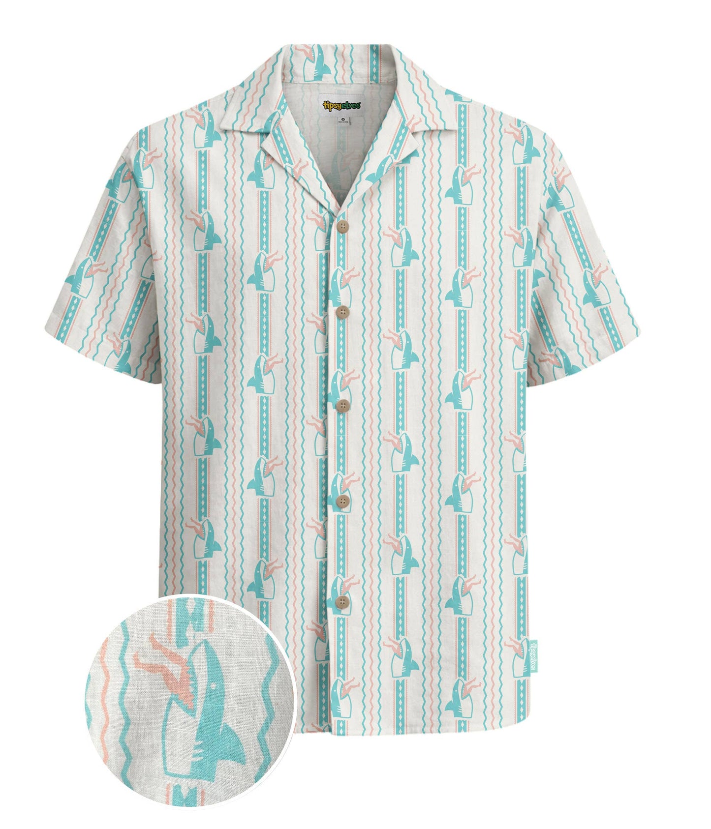 Shark Snack Linen Cabana Shirt - Men's Button Down Shirt
