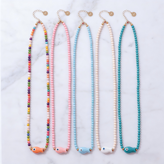 Good Luck Fish Bahama Wood Bead Necklace