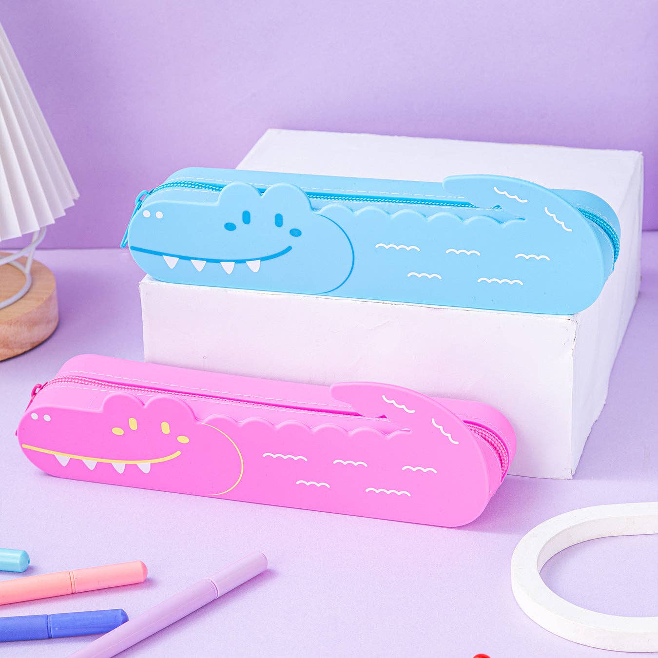 Silicone Pencil Case Smiley Toothy Crocodile Cute