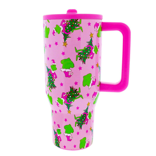 Pink Merry Mischief Tumbler With Flip Straw & Handle