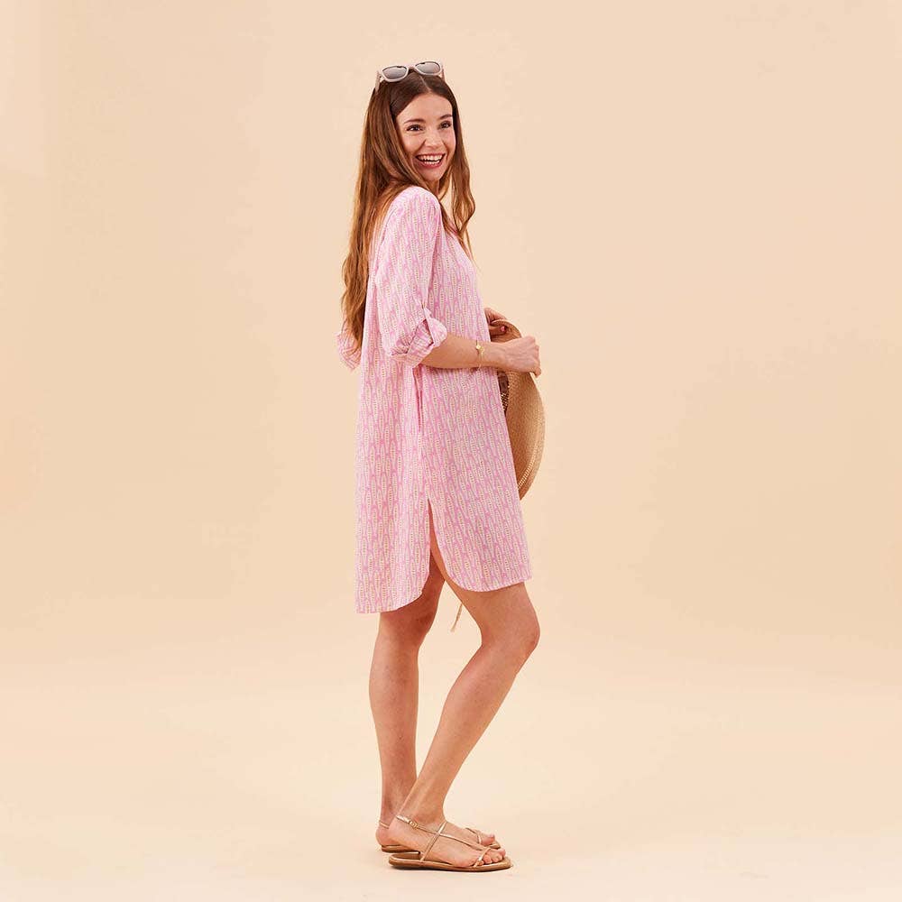 Sardina Pink Cotton Button Down Beach Tunic