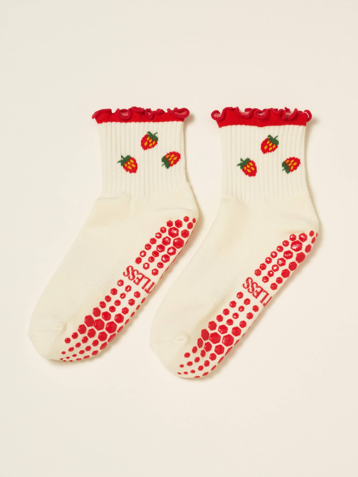 Strawberry Ruffle Grip Sock, Pilates Socks