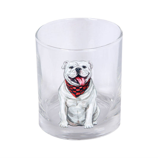 Watercolor Bulldog Rocks Glass