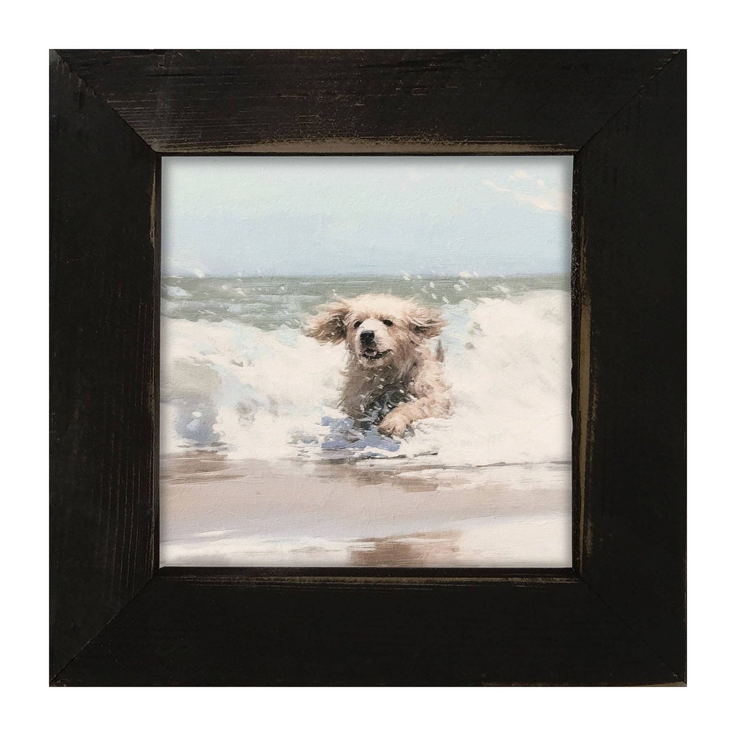 Dog running in water