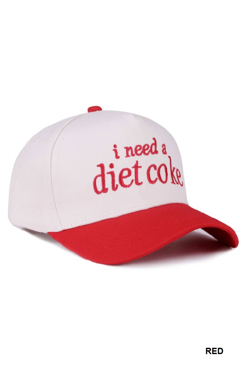 I Need A Diet Coke Two Tone Lettering Trucker Hat Cotton Cap