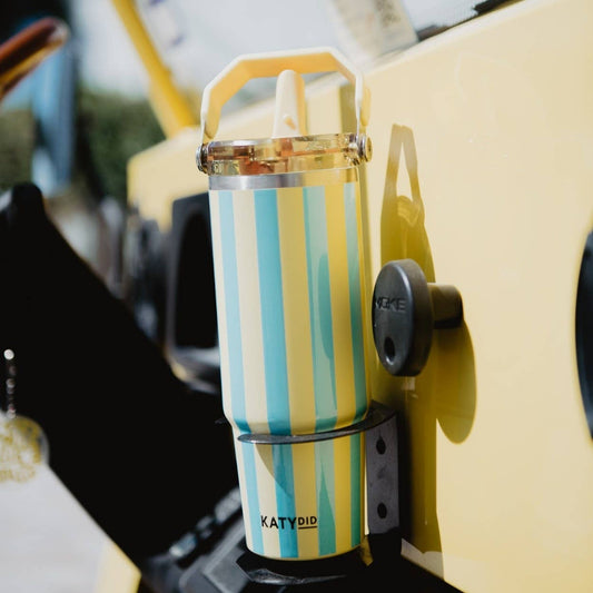Yellow and Aqua Stripe 30 Oz Cabana Tumbler