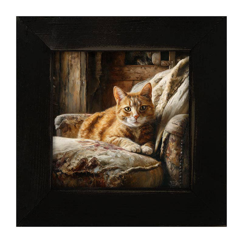 Armchair with Orange Tabby Cat - Square Frame