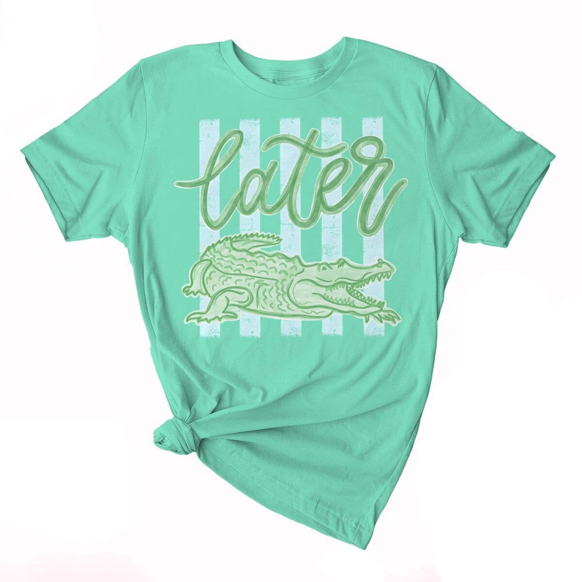 Stripe Later Gator Alligator Graphic Tee Cotton Shirt