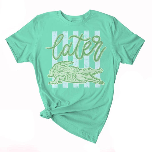 Stripe Later Gator Alligator Graphic Tee Cotton Shirt