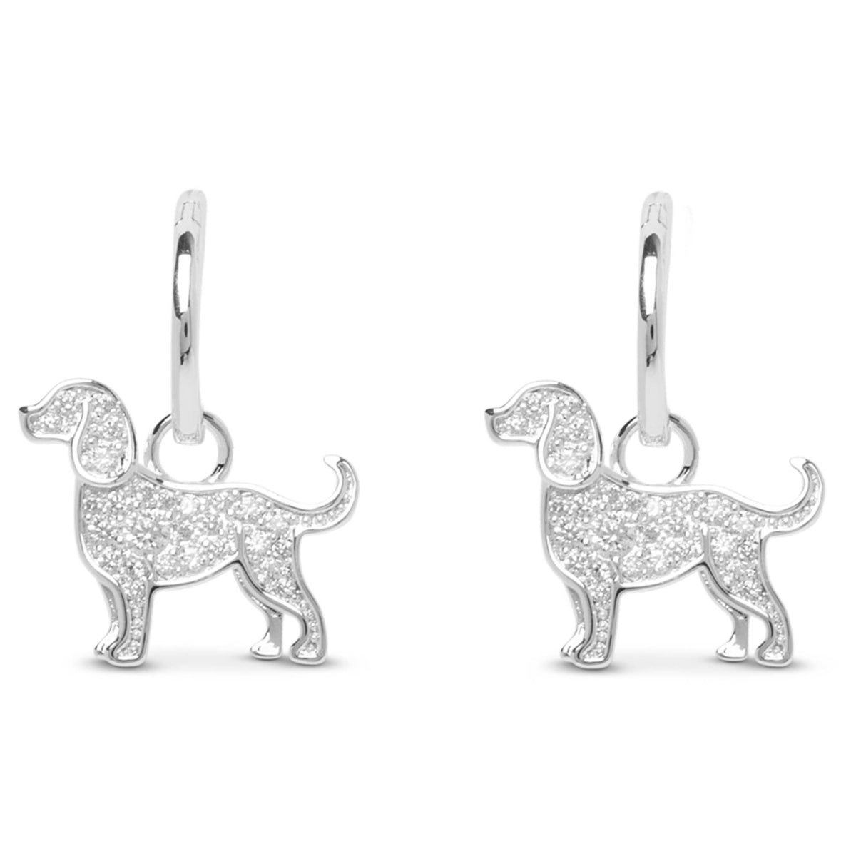 Silver CZ Pet Dog Earrings