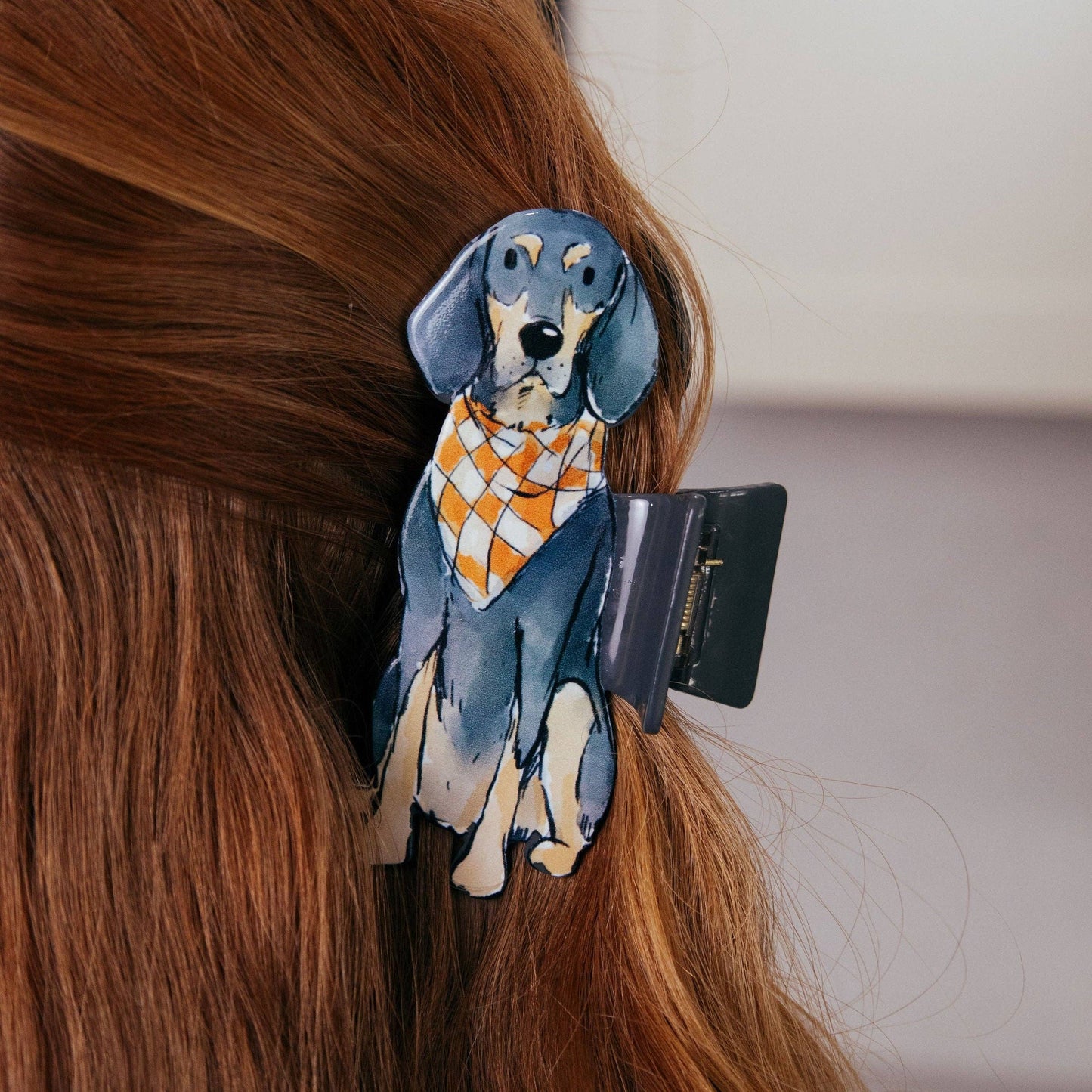 Sitting Bluetick Coonhound Hair Clip