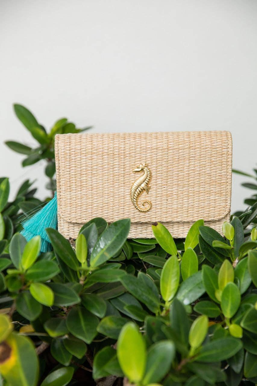Ruby Straw Clutch- Gold Charm