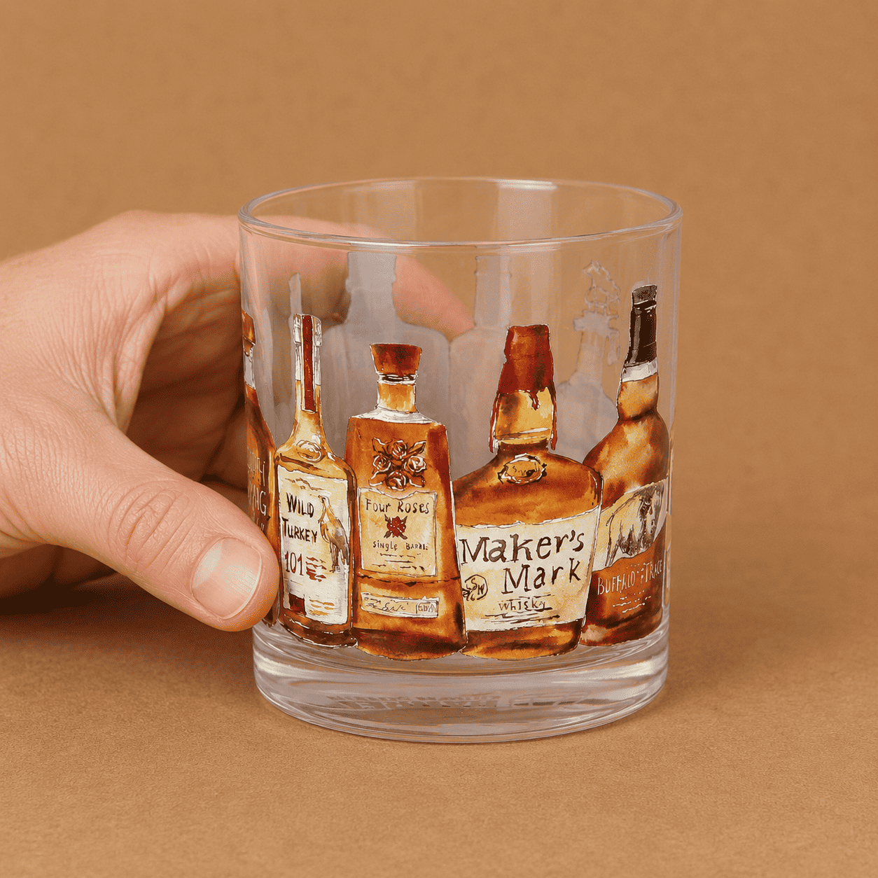 Bourbon Bottles Wrapped Rocks Glass