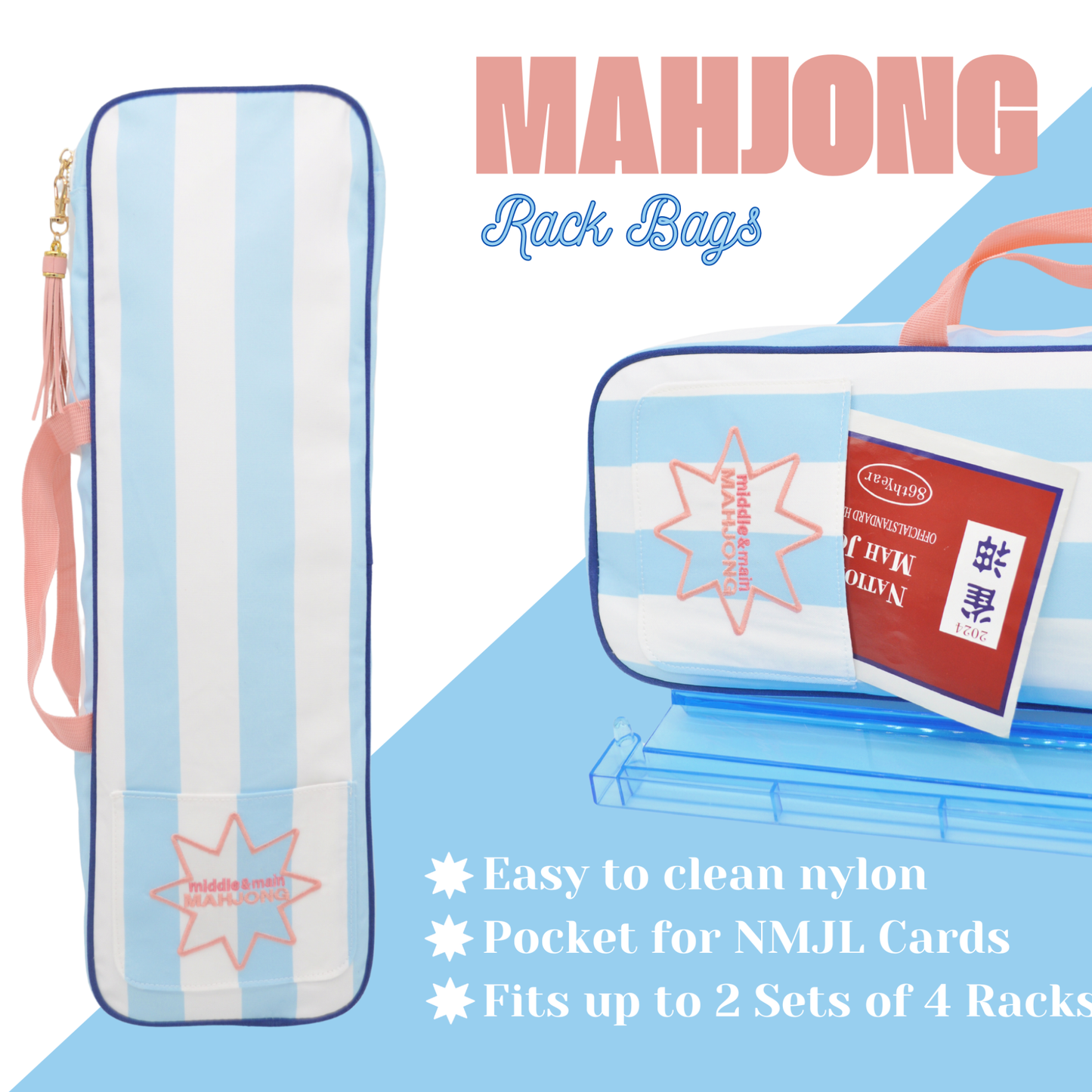 Traveling Tiles Mahjong Rack Bag (Poolside Blue)