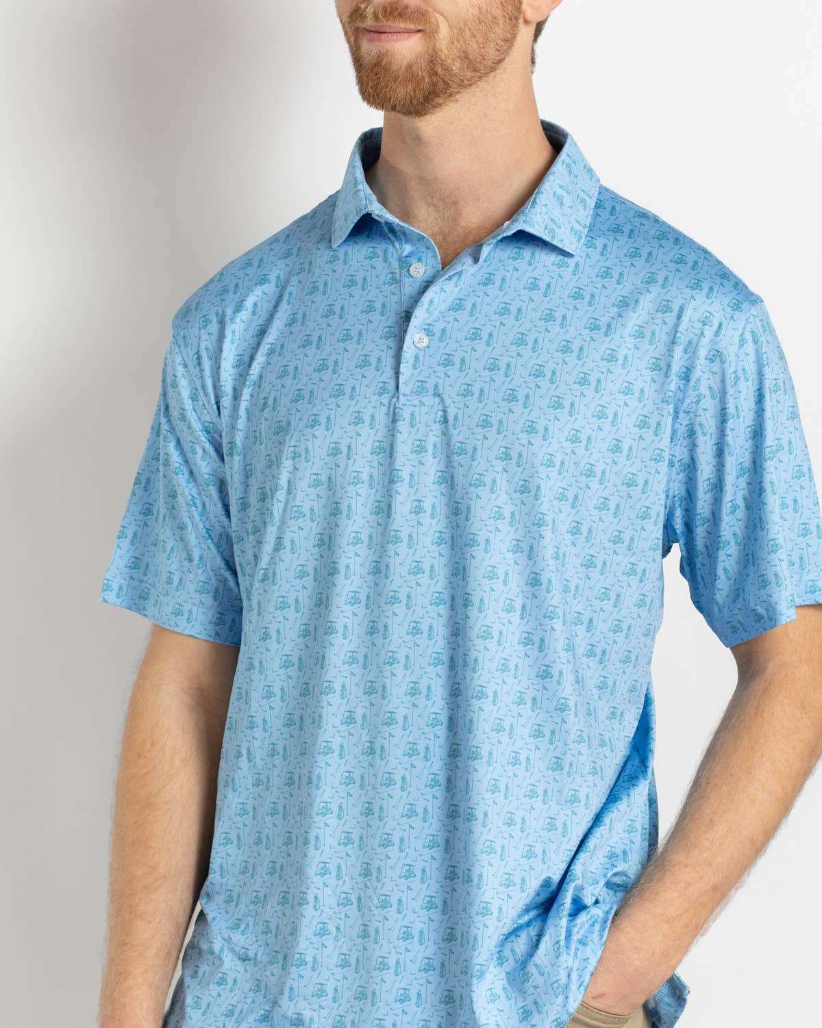 Men's Tee Off Performance Polo   Blue/Green   -Asst.