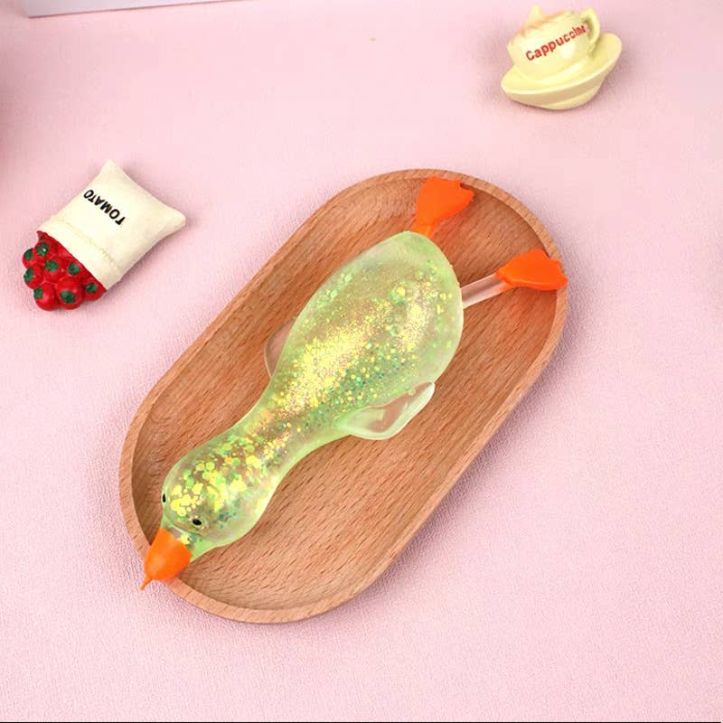 Cute Goose Duck Glitter Squishy Squeeze Toy Fidget Toy