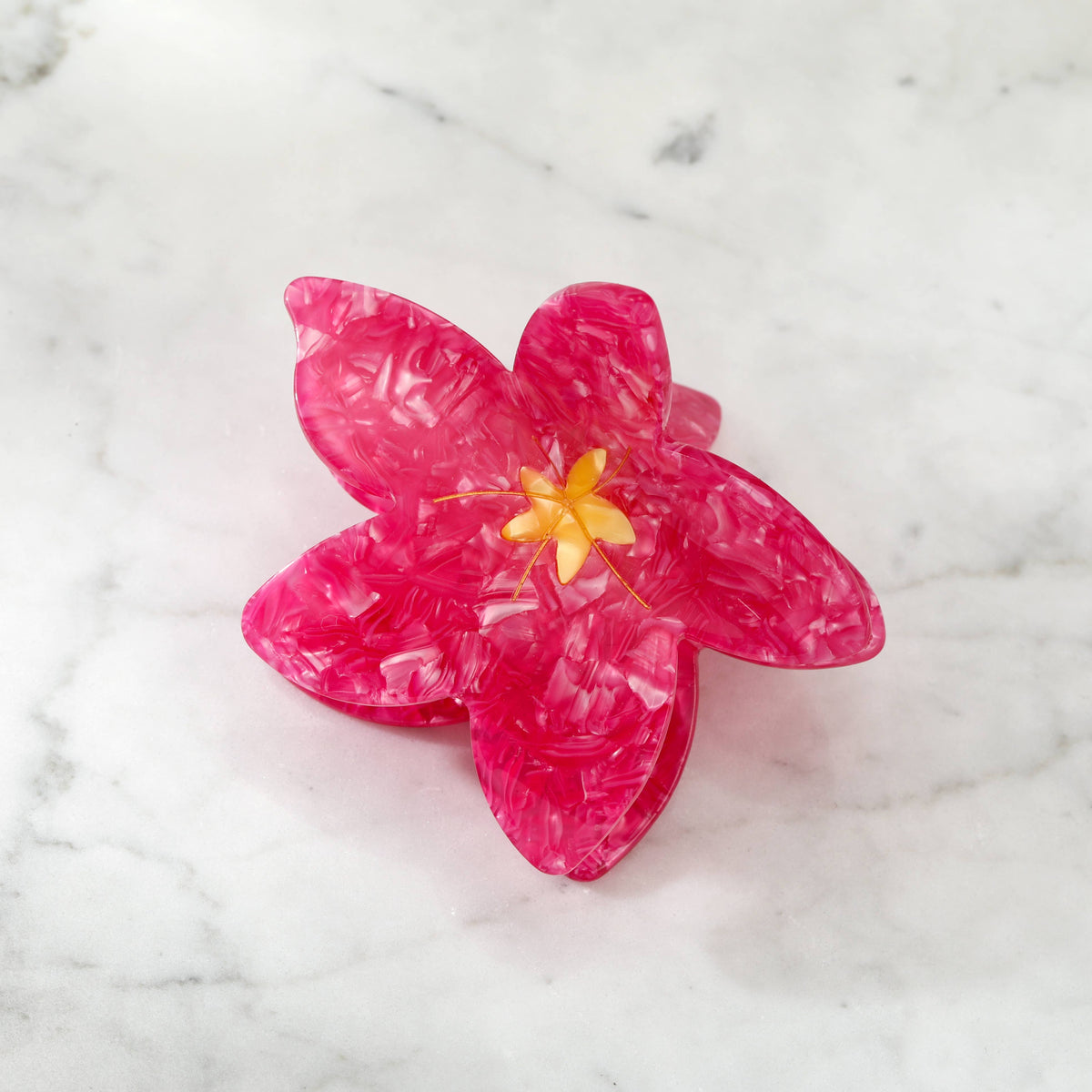 Eco-Friendly Plumeria Frangipani Flower Hair Clip Claw, Pink