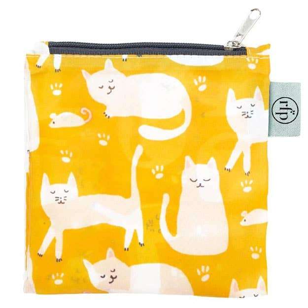 Kitty Cats Yellow blu Reusable Shopping Bag