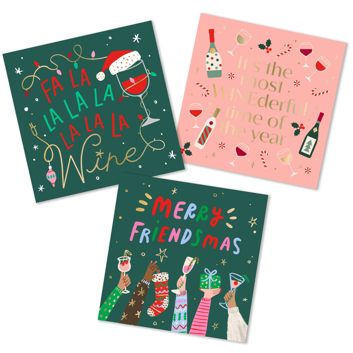 Christmas Cocktail Napkins | Merry Friendsmas -  Foil - 20ct