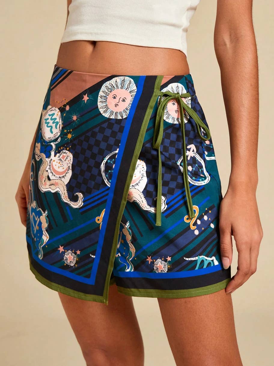 Boho Tropical Floral Casual Beach Shorts With Tie Waist