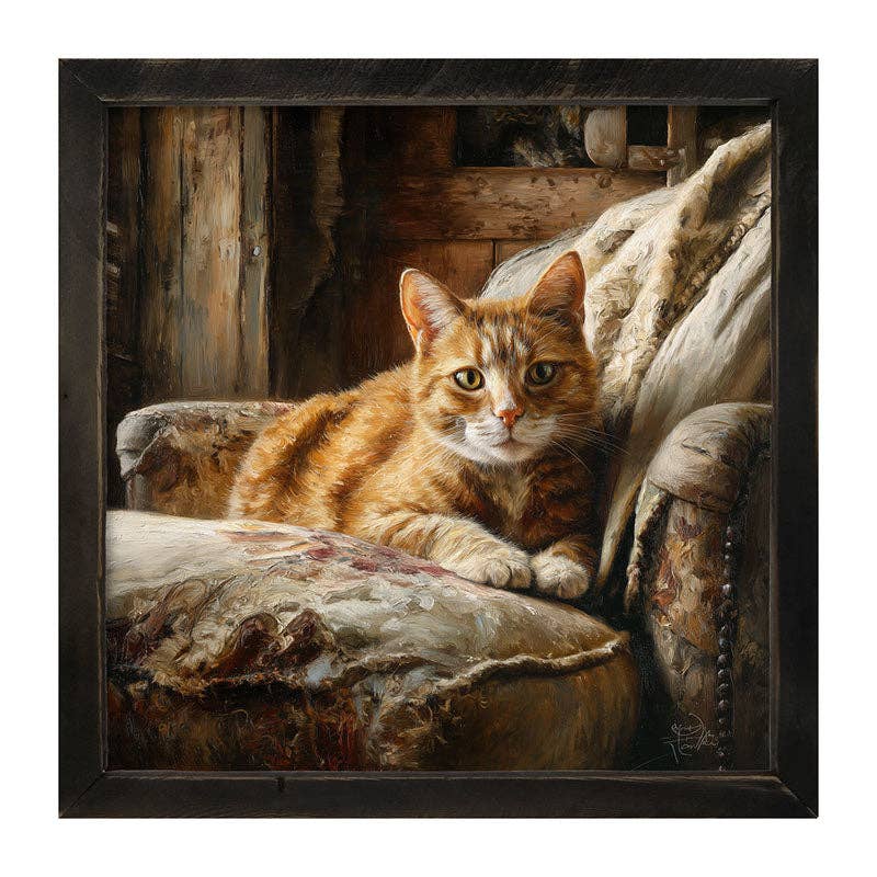 Armchair with Orange Tabby Cat - Square Frame