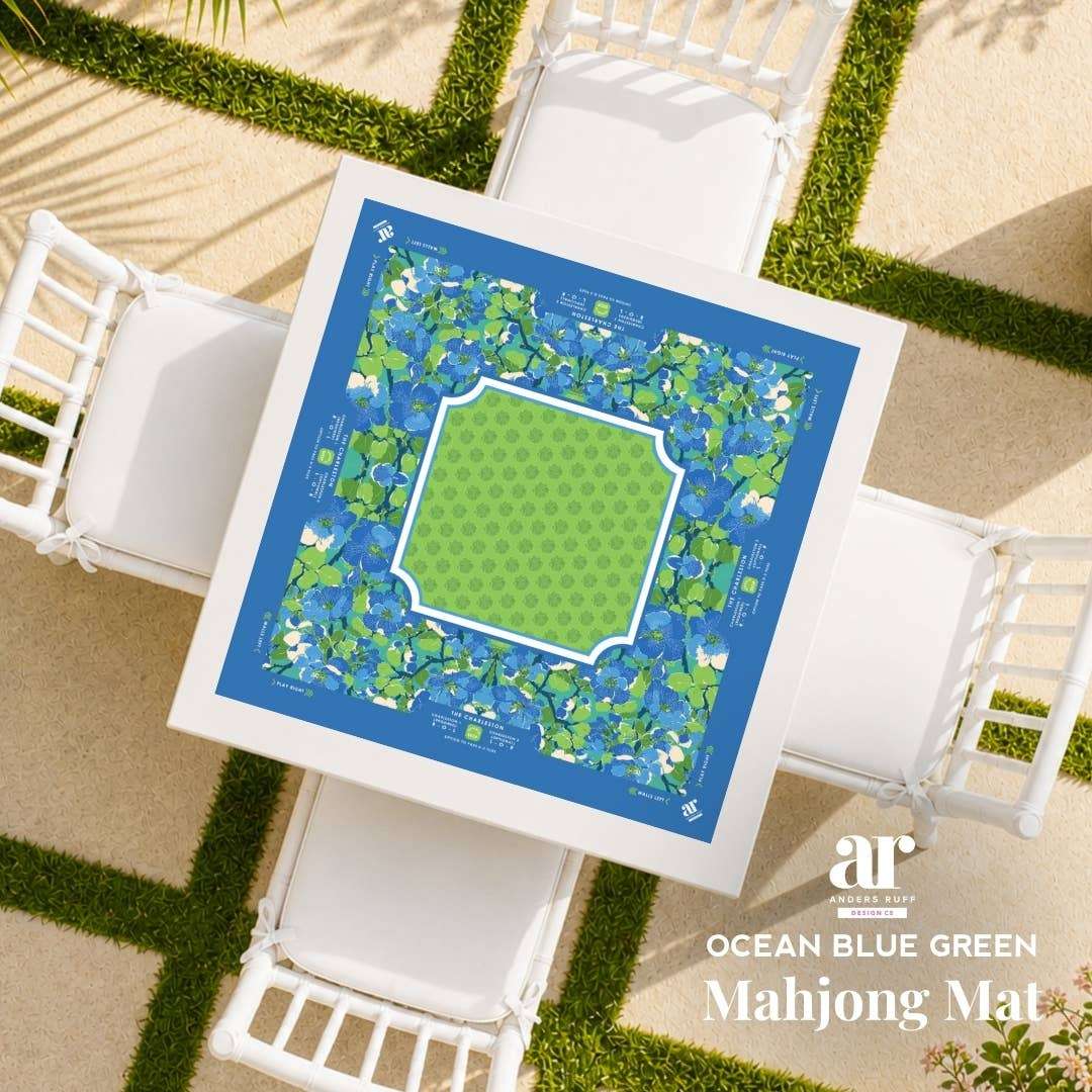 NEOPRENE Palm Beach Collection Mahjong Mat | Pink Blue Lime