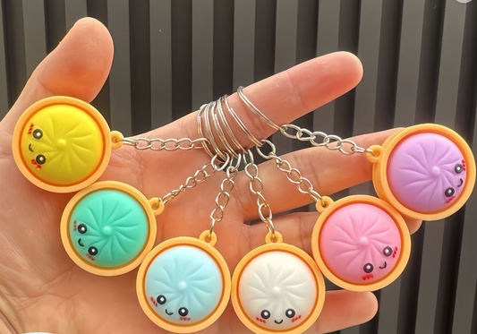 Cute Mini DUMPLINGS Press Button Keychain Bag Charm clicker