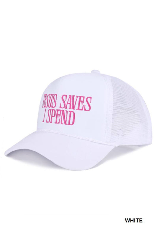 Jesus Saves I Spend Mesh Trucker Cap