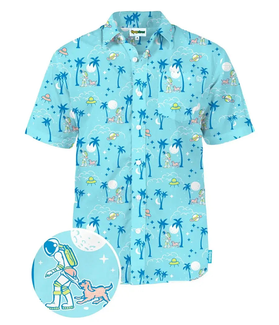 Full Moon Men's Hawaiian Shirt - Funny Astronaut Button Down