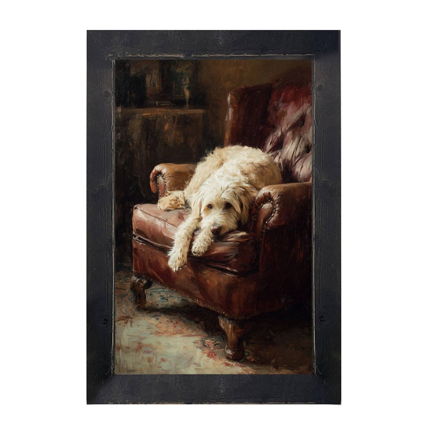 Armchair with Labradoodle - Vertical Frame