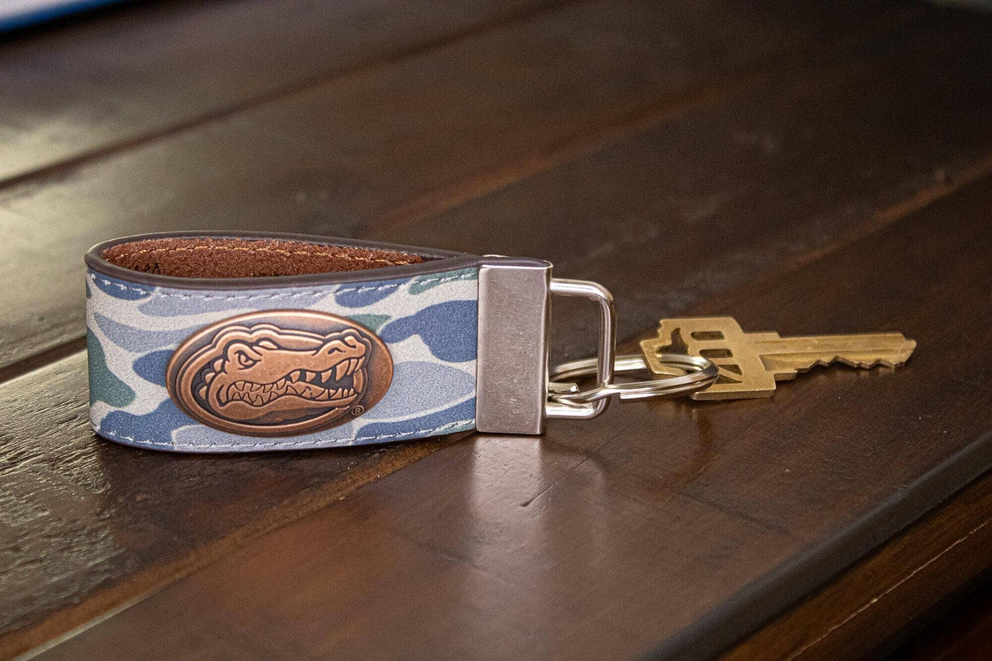 Florida Gators Old School Camo Leather Loop Keychain.