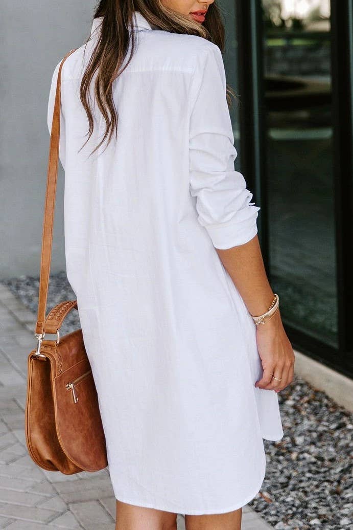 Loose casual long sleeve shirt dress