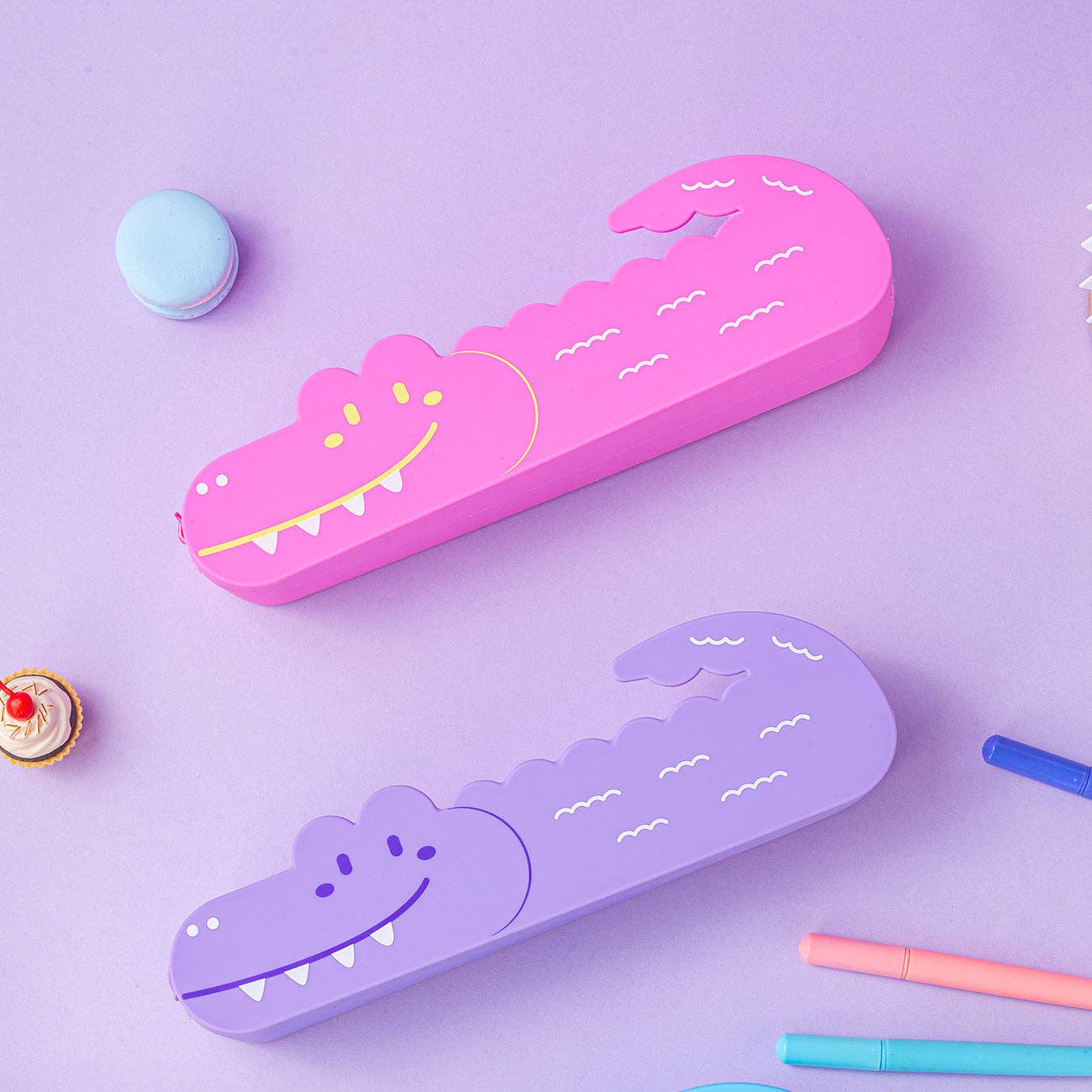 Silicone Pencil Case Smiley Toothy Crocodile Cute