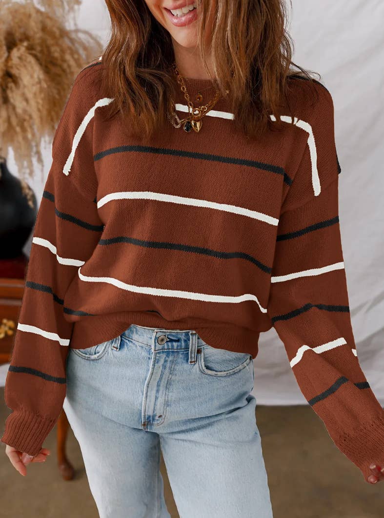 Effortless Colorful Striped Long Sleeve Sweater