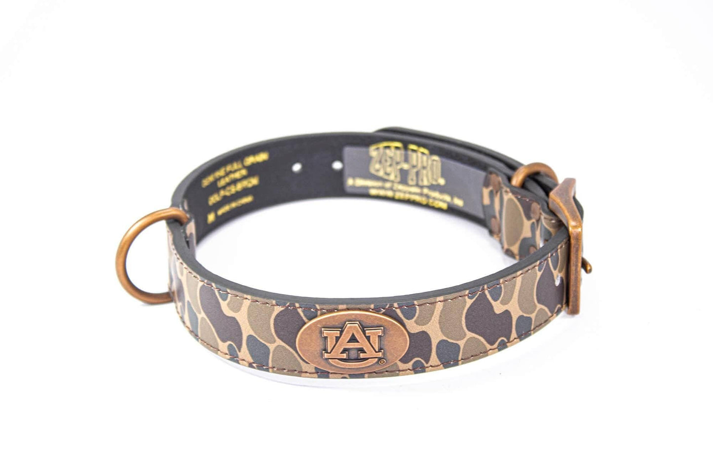 Auburn Tigers Old School Camo Leather Dog Collar