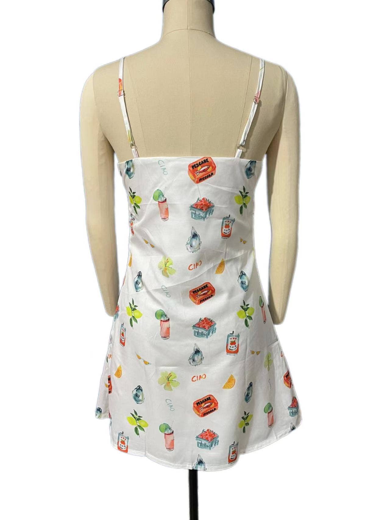 Summer Cocktails Printed mini strappy sundress