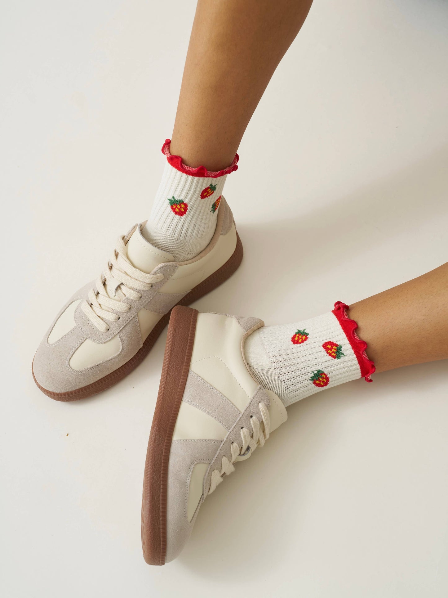 Strawberry Ruffle Grip Sock, Pilates Socks