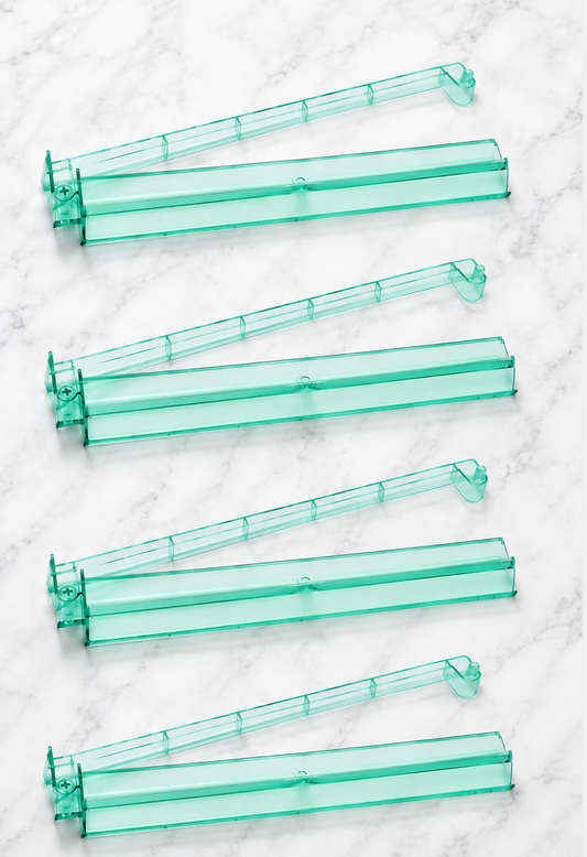 Green Acrylic Mahjong Tile Racks Racks with Pushers Set of 4, 17.5"W