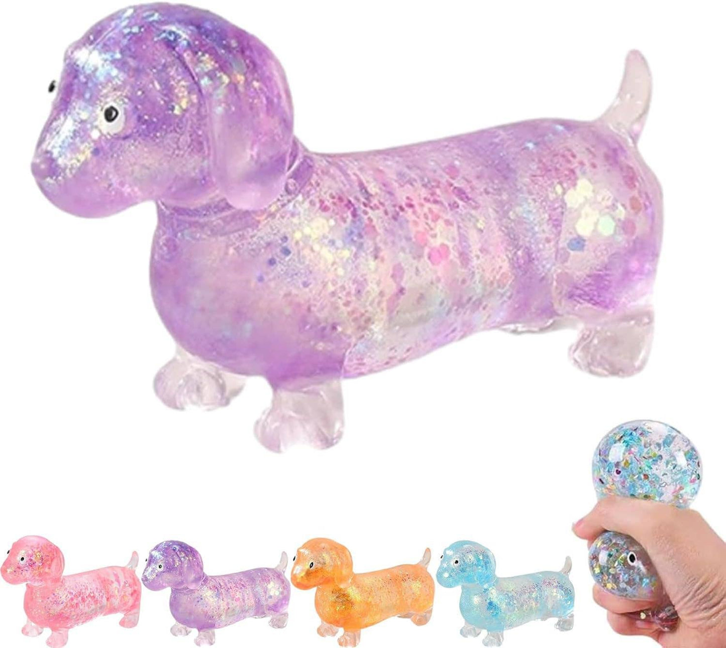 Glitter Dachshund Squeeze Stress Toys
