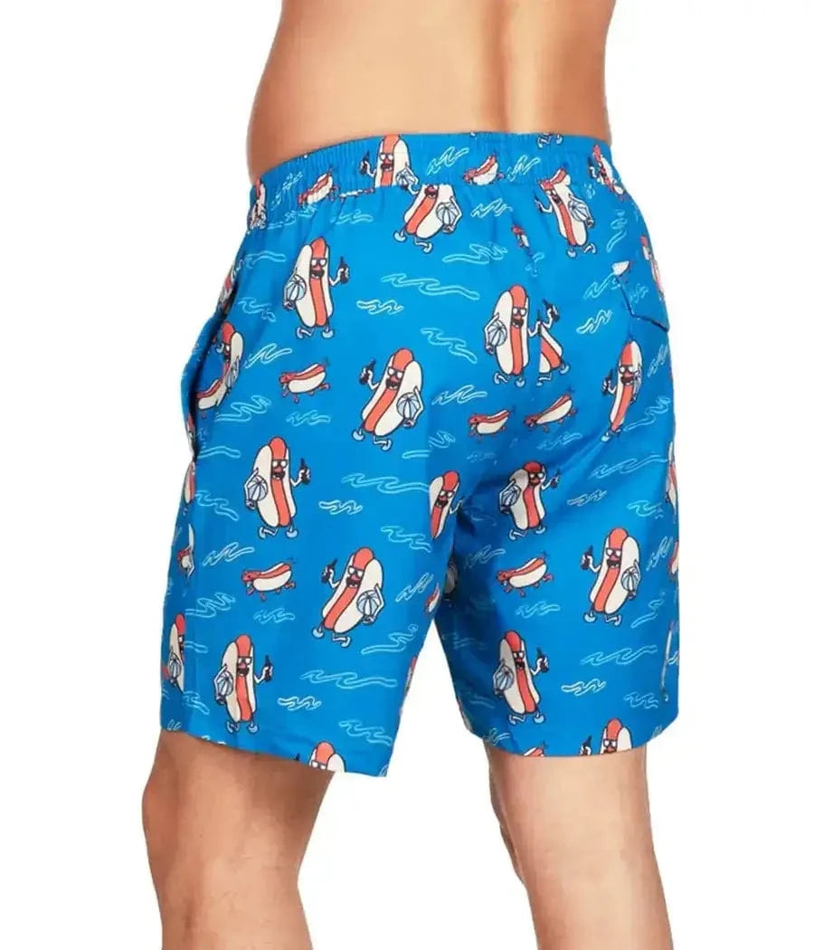 Hot Dog Diver Men's Stretch Swim Trunks - Fun Swim Trunks