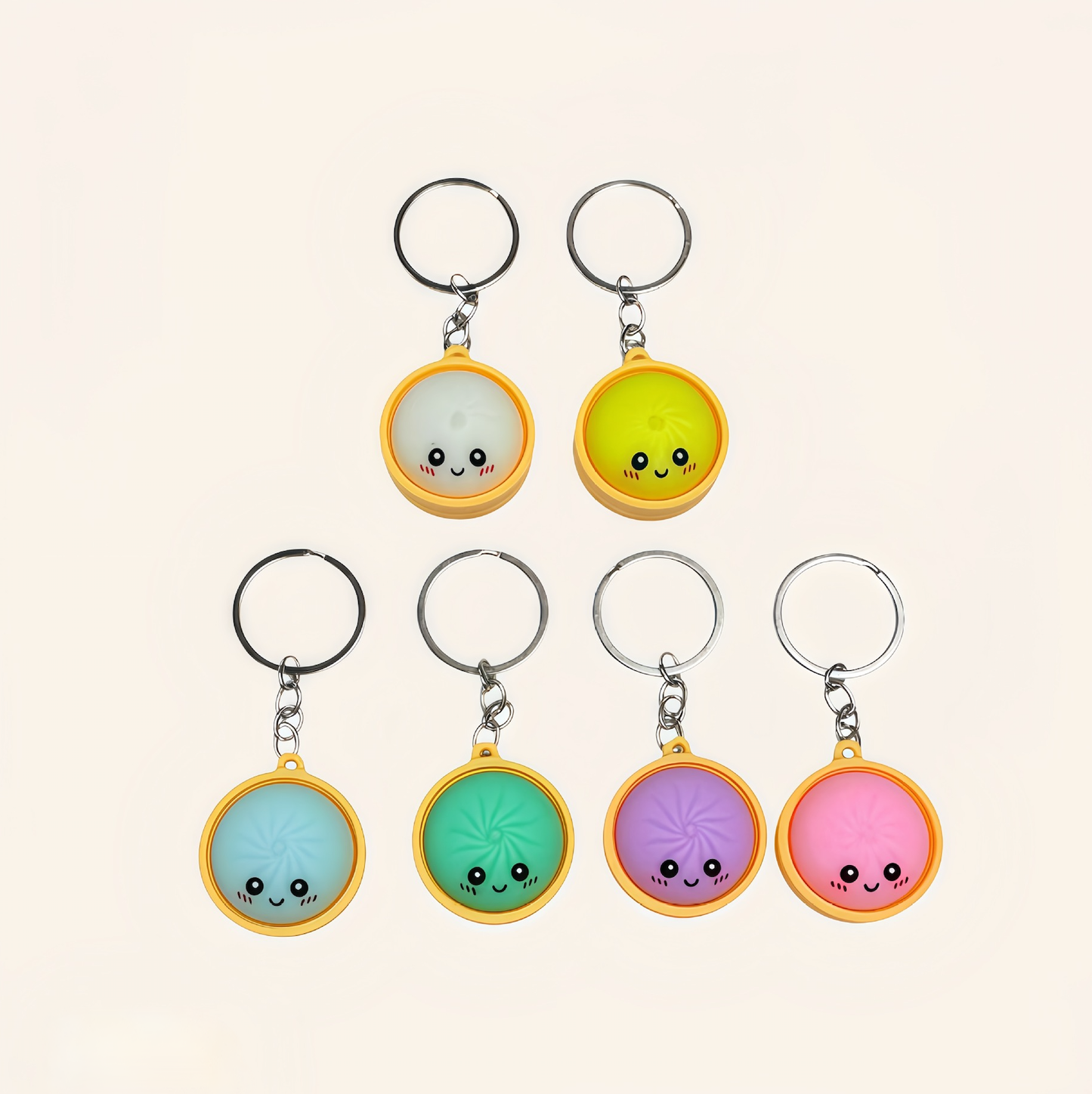 Cute Mini DUMPLINGS Press Button Keychain Bag Charm clicker