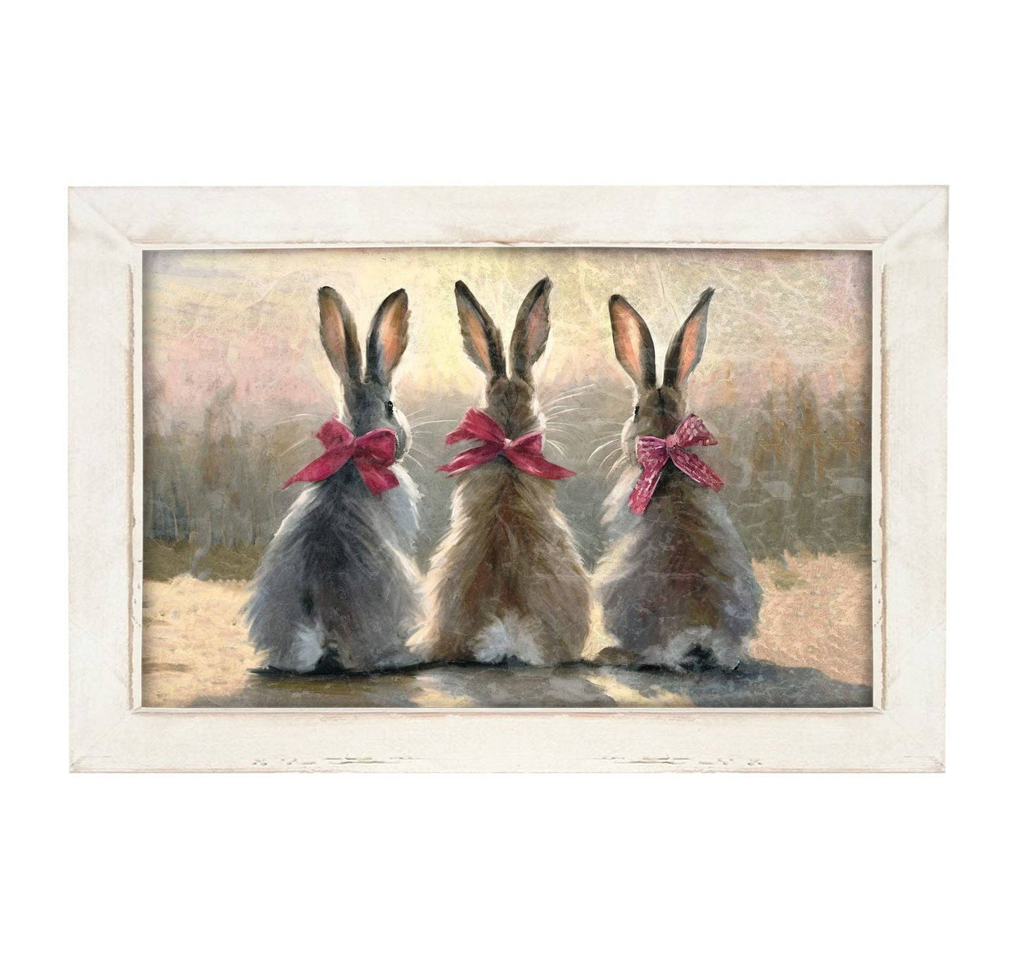 Pink-Bowed Bunnies - Horizontal Frame