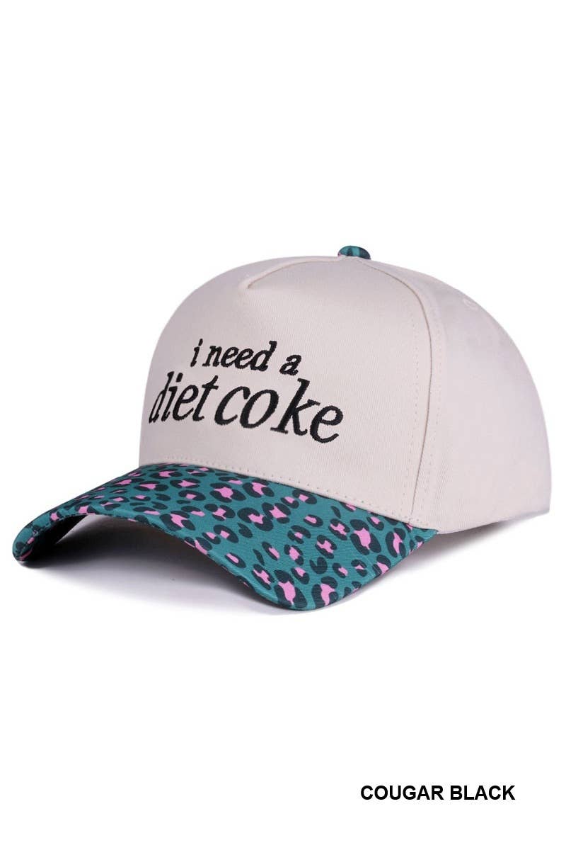I Need A Diet Coke Two Tone Lettering Trucker Hat Cotton Cap