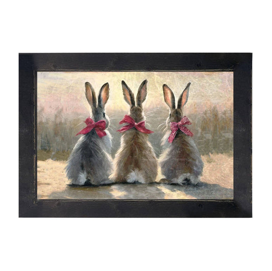 Pink-Bowed Bunnies - Horizontal Frame