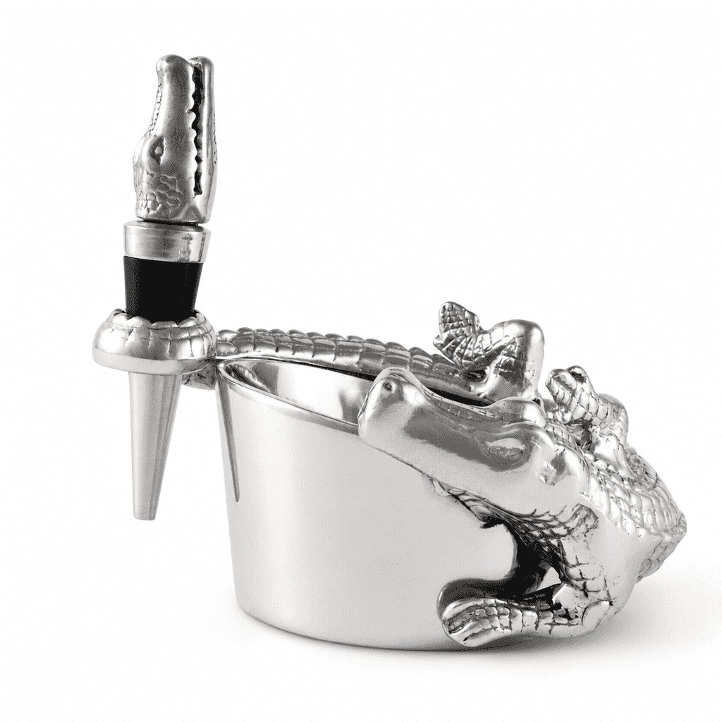 Alligator Wine Coaster and Stopper Set