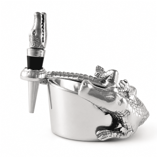 Alligator Wine Coaster and Stopper Set
