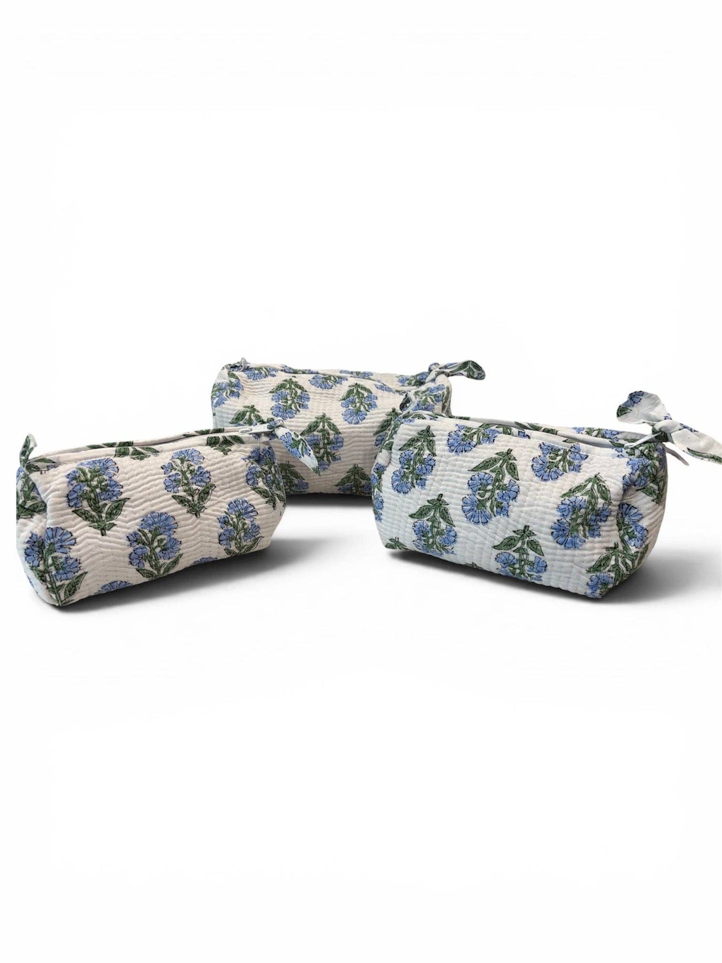 Blue Floral Cosmetic Bag Set