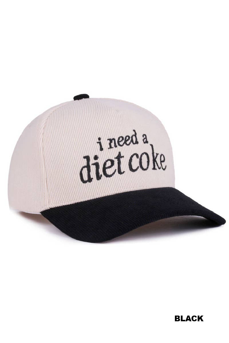 I Need A Diet Coke Two Tone Lettering Trucker Hat Cotton Cap